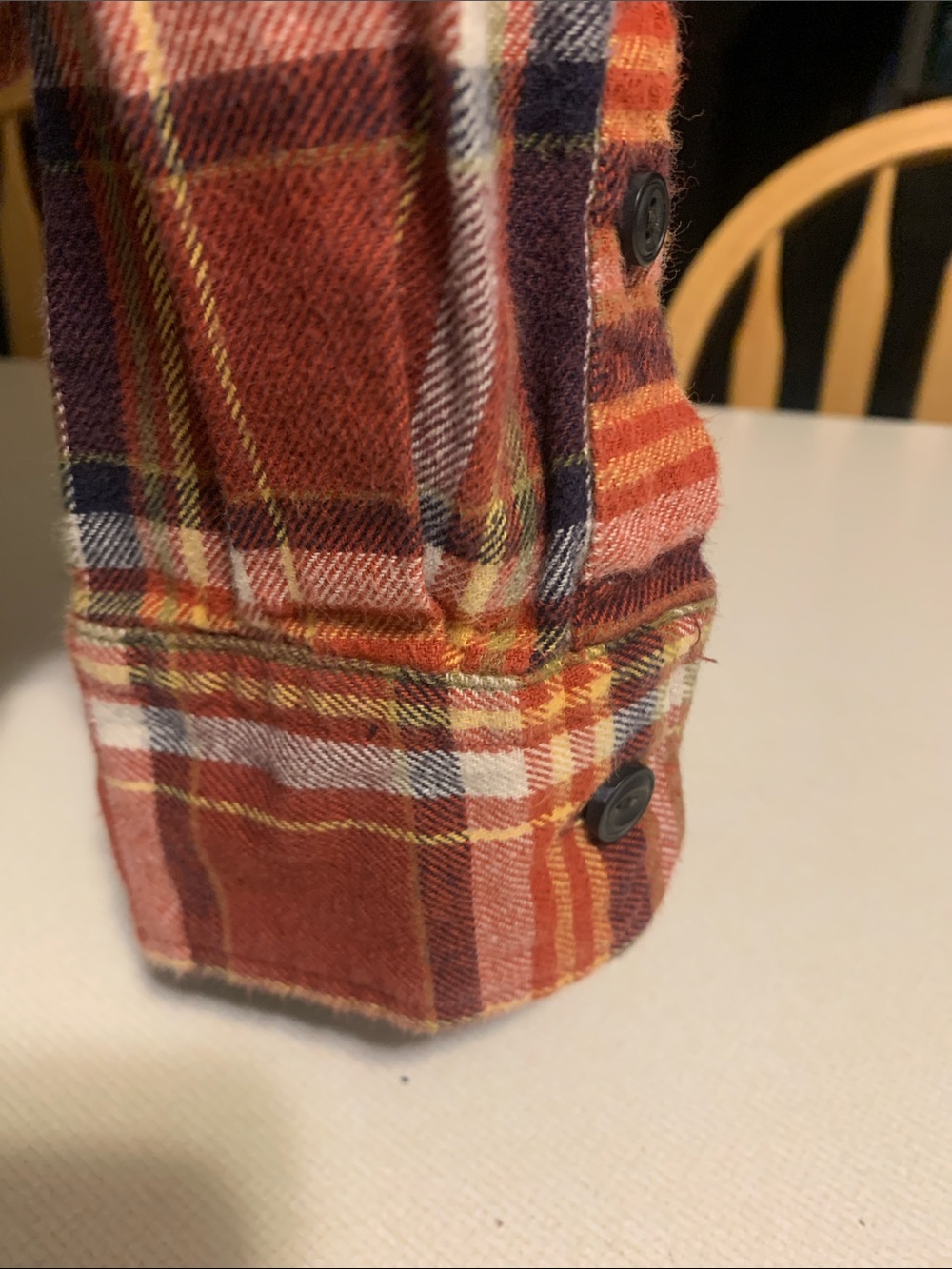Upcycled Grateful Dead Black agraphic Hoodie with Rust Plaid Flannel Sleeves - Picture 5 of 11